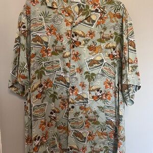 Mickey Mouse Polynesian Print Short-Sleeve Shirt - Sage Green